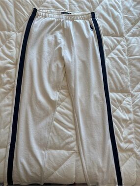 Ralph Lauren White Elastic Waist Track Pants with Black Label